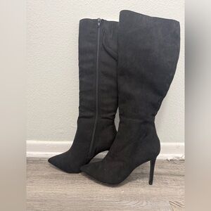 INC International Concepts Black Suede Knee High Boots Size 7